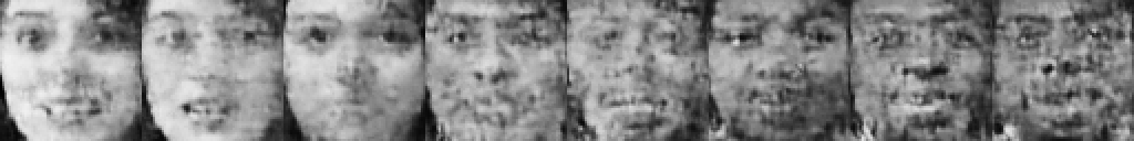 The same eight-frame morph but each frame is grainy and jittery.